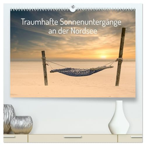 Traumhafte Sonnenuntergänge an der Nordsee (hochwertiger Premium Wandkalender 2026 DIN A2 quer), Kunstdruck in Hochglanz: Zuschauen, wenn die Sonne im Meer versinkt. (CALVENDO Natur)
