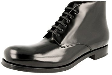 Prada Herren Schwarz gebürstetes Spazzolato Leder Stiefelette 2TG100 055 F0002 45 EU/UK 11
