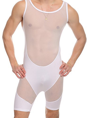 ONEFIT Combinaison de lutte en maille pour homme, blanc, M