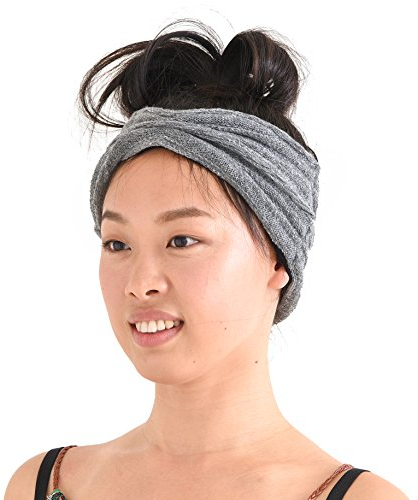 Bandeau Cheveux Homme Turban Hiver - Cache Oreille Femme Tricot Serre Tete Homme Chauffant Ski Avec Doublure Coton Bio Accessoire Chimio Made in Japan Gris