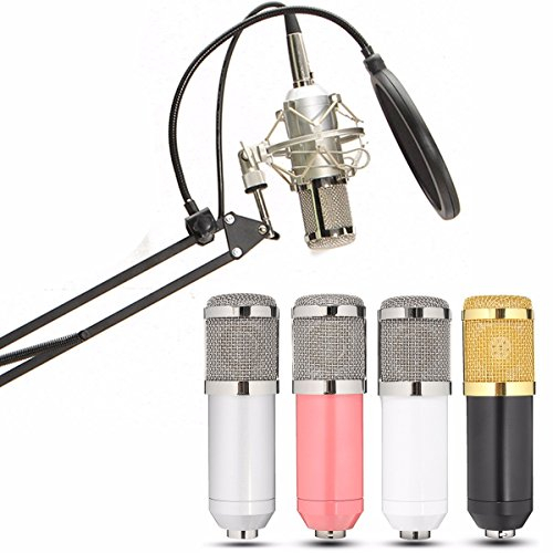 MASUNN Bm-800 Kondensatormikrofon Professional Studio Sound Recording Mit Boom Stand Pop Filter - Schwarz & Silber