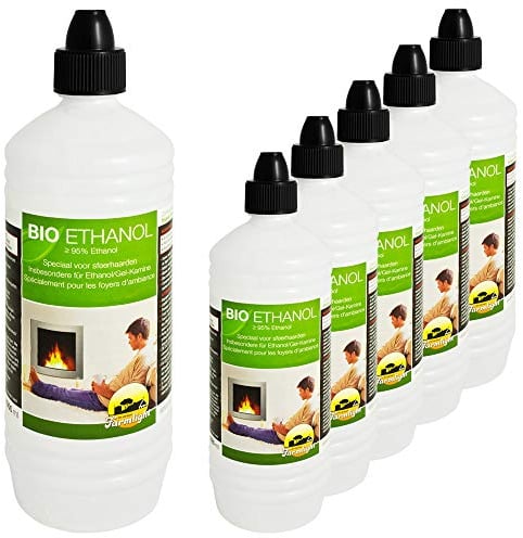 Farmlight 6 litres de bioéthanol > 95 % – 96,6 % Premium pour cheminées à l'éthanol, cheminée à gel en bambou, combustion en vrac provenant de matières premières renouvelables