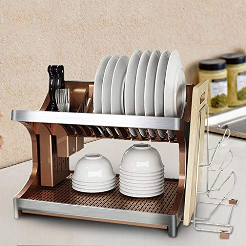 XXXXW Escurridor de Platos 2 Capa Estante for Platos Material ABS Mueble de Cocina de Drenaje Rack multifunción de Almacenamiento extraíble y fácil de Limpiar Escurridor Cubiertos