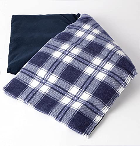 Dinkelkissen 50x20cm groß 3-Kammer Design karo blau- Körnerkissen Dinkel - Wärmekissen für Mikrowelle & Backofen (20x50 cm)