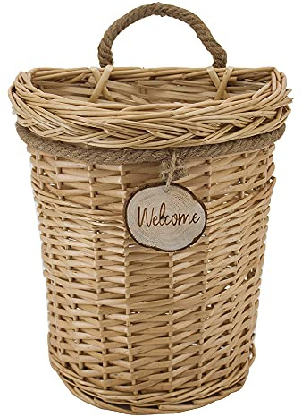 Panier suspendu en osier tressé pour porte - Décoration murale pour la maison, le jardin, la ferme (original)