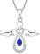 FJ Damen Kette Schutzengel Anhänger Halskette 925 Sterling Silber Engel Kette Saphir September Geburtsstein Halskette Schmuck Geschenke für Frauen Mädchen