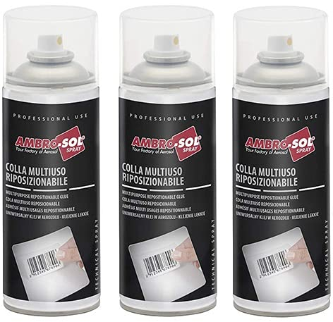 3 bombolette di Colla Multiuso Riposizionabile da 400ml, colla spray permette di incollare, staccare e riattaccare i prodotti