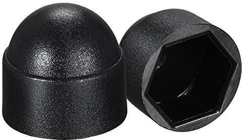 sourcing map 100pcs Cache Écrou Protection M8 Cache Boulon Capuchon Hexagonal 13mm Vis Couvercle Plastique Dôme Noir