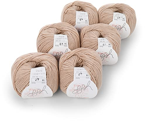 ggh Malibu Box - 6 Knäuel - Baumwollmischung zum Stricken oder Häkeln - Farbe 018 - Sand