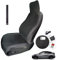 1Pc Upgrade Widened Waterproof Car Seat Cover Towel for Tesla Model 3/Y/S/X, Neoprene Auto Front Seat Protector Washable Nonslip with 3 Buckle Straps, 1 Shoulder Belt and Storage Pouch (Black)