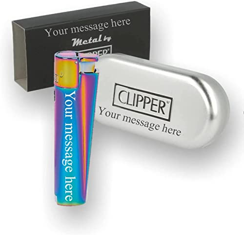 Defence Limited Edition - Clipper Lighter Deep Laser Engraved Personalised Metal - Engraving Included for Birthdays, Anniversaries, Weddings and Valentines - Rainbow Jet, Shiny Pink Gradient
