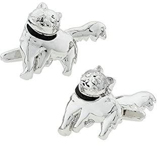 Herren Manschettenknöpfe mit Gravur, Manschettenknöpfe Silber Versilbert Cufflinks Katze Anzug Accessoires Schmuck Geschenk