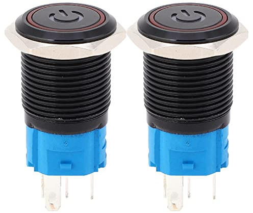 2 STÜCKE 16mm Metallschalter Mini Runder Druckschalter IP65 Schutz Druckschalter 5 Farben LED Lampe (220 VAC)