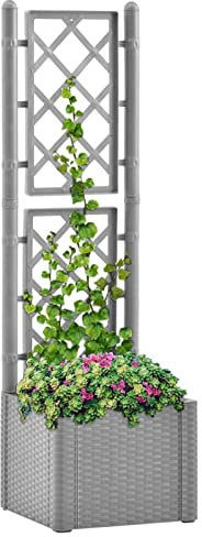 ZEYUAN Lit surélevé de Jardin et Treillis et système d'arrosage Gris,Bordure Pierre,Kit Gabion,Gabion Jardiniere