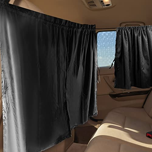 Nufiwra 3 Stück Auto Sichtschutz Vorhänge, Autofensterabdeckungen zum Schlafen im Auto für Camping SUV Van, inklusive 1 Rücksitz-Trennvorhang & 2 Seitenfenster-Trennvorhang Baby Shades, Schwarz