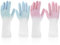 ASTER 2 Pairs Rubber Cleaning Gloves Medium, Household Washing up Gloves, Anti-slip Waterproof Gloves for Home, Kitchen, Pink, Blue