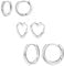 Silber 925 Creolen Damen, 3Paar Silber Ohrringe Creolen Set Liebe Herz Sterling Silber 925 Creolen Kleine Ohrringe Strass Zirkonia, Hypoallergen Creolen Kreolen Schlafen Klein Damen Mädchen