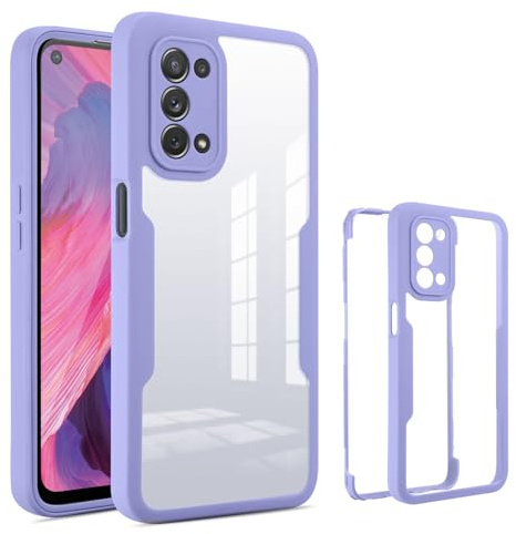 betterfon 360 Grad Hülle Kompatibel mit Oppo A54 5G / A74 5G | Handyhülle mit eingebautem Displayschutz für A54 5G / A74 5G | Lila