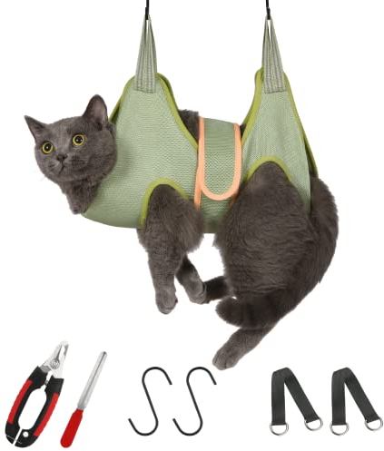 Guzekier Haustier Hängematte für Hunde und Katzen, für die Fellpflege, Hunde und Katzen Nägelschneiden, Haustierbedarfs-Set, Haustierpflege mit Nagelschere/Trimmer, Haustierkamm, Nagelfeile