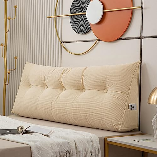 Kopfteil-Keilkissen – weiches Rückenkissen mit abnehmbarem Bezug – 180 x 50 x 20 cm, Lendenwirbelstütze, TV-Kissen für Bett, Sofa, großes Nackenrolle, Lesekissen für Erwachsene und Kinder