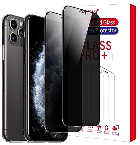 AZSCYN [2 Stück] Sichtschutz Schutzfolie für iPhone 11 Pro Schutz Glas Sichtschutz Privacy Zubehör, 9H Härte, Anti Spy, Kratzfest, blasenfrei, Anti-Fingerprint