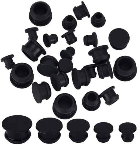 GORGECRAFT 30Stk 5 Größen Schwarze Silikonstopfen Für Salz- Und Pfefferstreuer 6/7/9/11/13mm Salzstopfen Ersatz-Flaschenverschlüsse Wiederverwendbare Runde Endkappenkorken Für Flaschen Rohre