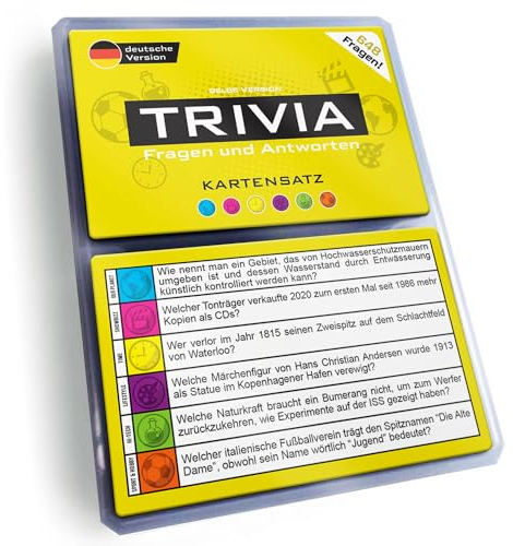 Trivia Kartensatz, Fragen und Antworten, Erweiterungsset, Gesellschaftsspiele, Quiz, Pubquiz (Gelbe Version) [Deutsche Ausgabe]
