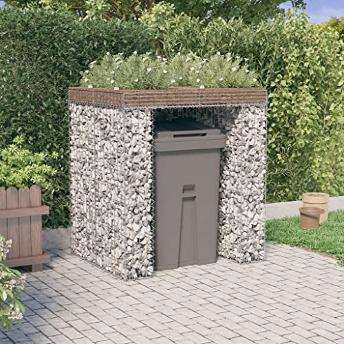 prissent Mur Gabions Poubelle 110 x 91 x 120 cm Fer Galvanisé Gabion Mural pour poubelle Gabion pour poubelles Cage Parfait pour décorer les jardins et les terrasses