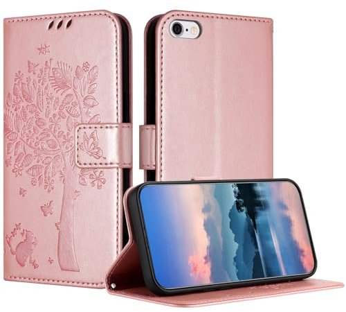 JayModCase Hülle für iPhone 6S Plus/iPhone 6 Plus (5,5 Zoll), Leder Klapphülle Schutzhülle mit [Kartenfach] [Standfunktion] [Magnetverschluss] Handyhülle Kompatibel mit iPhone 6S Plus - Roségold