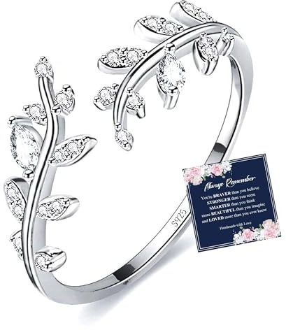 Sterling Silber Daumen Ringe Für Damen S925 Silber Ringe Cubic Zirconia Verlobungsring Minimalist Silber Ringe 925 Frauen Verstellbar Fingerring Ring Für Mädchen Mit Inspirationskarte