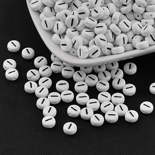 Handicraft Emporium Flat Round Alphabet Acrylic Beads | Approx 20g | I