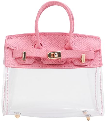 Autoschlüsselkoffer 3.4x2,8 Zoll Mini Handtasche für Autoschlüssel, kleiner transparenter Autokey Brieftasche mit Griff, Mini Leder Handtasche Anhänger für Girl Gift Style2, Autoschlüsselhalter