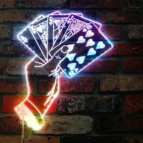 ADVPRO Royal Flush st06s43-fnd-i0243-c LED-Schild, Poker Hand Casino, RGB Dynamic Glam – Schnittform – intelligente 3D-Dekoration – mehrfarbige Beschilderung