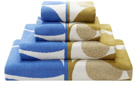 Orla Kiely Badetücher in Stem Bloom Duo, Blaues Rehkitz, Größe: Badetuch, 100 x 150 cm