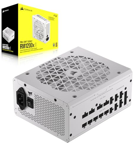 Corsair RM1200x Shift Fuente de Alimentación ATX Totalmente Modular - Interfaz Lateral Modular - Compatible con ATX 3.0 y PCIe 5.0 - Modo Ventilador a Cero RPM - Eficiencia 80 Plus Gold - Blanco