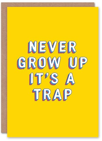 Artery8 Personalised Birthday Card Never Grow Up Trap For Child Kids Greeting Card Fun Funny Humour Joke
