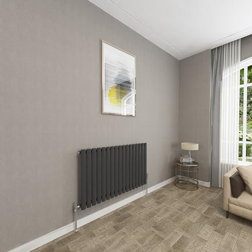 Sky bathroom | 600x1003mm - Modern Black Horizontal Single Panel Oval Column Radiator Central Heating Designer Radiator