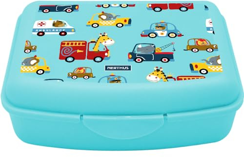NERTHUS FIH 1357 Fiambrera Infatil Coches Caja de Almuerzo, Ligera y Fácil de Limpiar