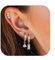 Morfetto 4 Paar 14K Vergoldete Hypoallergene Ohrring-Sets für Damen – Zarte Ohrstecker, Huggie-Creolen, Kleine Hoops und Hängende Knorpelohrringe für Mehrere PiercingsWeißes Gold, Baguette Cz