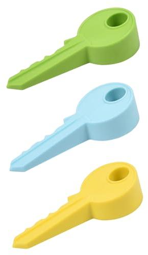 3 Stück Türstopper Keil, Schlüssel Form Universal Keil Fingerschutz Türstopper für Haus Garten Büro Garage (Grün+Blau+Gelb)