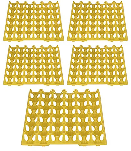 Lot de 5 plateaux de rangement pour œufs avec 30 compartiments réutilisables en plastique pour le stockage et le transport (jaune)