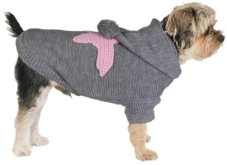 PetSmiler Hundepullover Kleine Hunde - Hundepulli Winter Hunde Pullover Kleine Katzenpullover, Pulli Hunde Klein Hundepullover mit Kapuze Hundepullover Warm Strickpulli Hund 1,5-10 kg (Hellgrau L)
