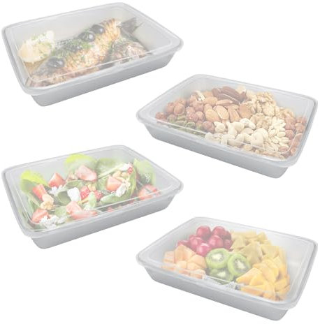 JJoexyfit 4 Pack Stainless Steel Food Containers with Lids, Snack Containers Leak Proof Metal Food Storage Containers for Restaurant Kitchen Freezer Buffet (25 * 20 * 5cm)