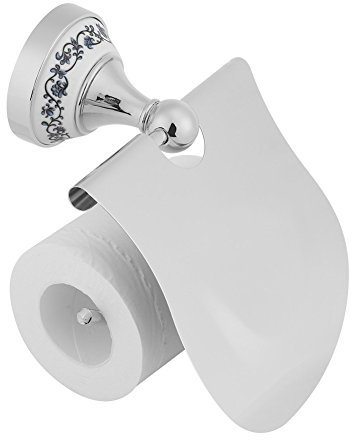 Toilet Roll Holder with Cover, Vintage Toilet Paper Holder Wall Mounted Wipes Holder Tissue Storage Dispenser Bathroom Decorations for Home and Hotel Use (Cr Plating Color)