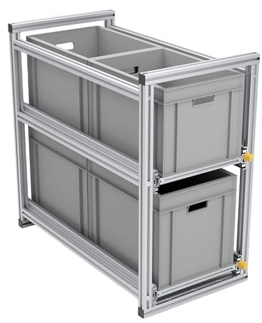 Tinobu Auszug für die Heckgarage im Camper, Ordnungssystem für Euroboxen, Länge 80cm schmale Variante (Breite: 30cm)