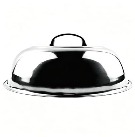 Culnflun Stainless Steel Wok Lid,Universal 36Cm Pot Cover,with Recessed Steamer Hole Tempered Glass Panel and Ergonomic Round Handle for Domestic Frying Pan Steamer Cookware