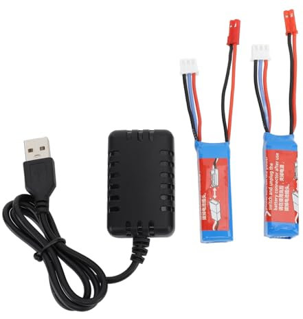 RC Car Battery Charger Set, Fast 7.4V 400mAh Lithium Battery for K969 K989 1/28 RC Cars, JST Output Plug