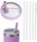 1 pièce de rechange de couvercle de paille de rouleau de 30 OZ pour Stanley quencher 0.89l, kit de couvercle de rouleau réutilisable avec 4 pailles et 1 brosse de nettoyage (Violet, 30oz)