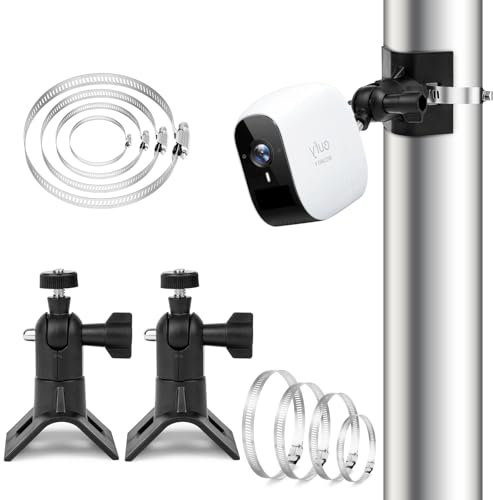 OFFCUP Masthalterung Halterung, 2 Stück Pole Montagehalterung Wandhalterung, Tragbar Webcam Ständer Einstellbar Drehbar Halterung Webcam-Arm für Kamera mit 1/4-20-Anschluss(Schwarz)
