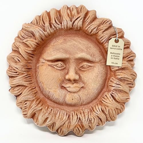 Toocook Sole in ceramica artigianale da parete per arredo e decorazione casa Idea Regalo Realizzato in Terracotta Artigianalmente, Made in Italy (Sole 15 cm)